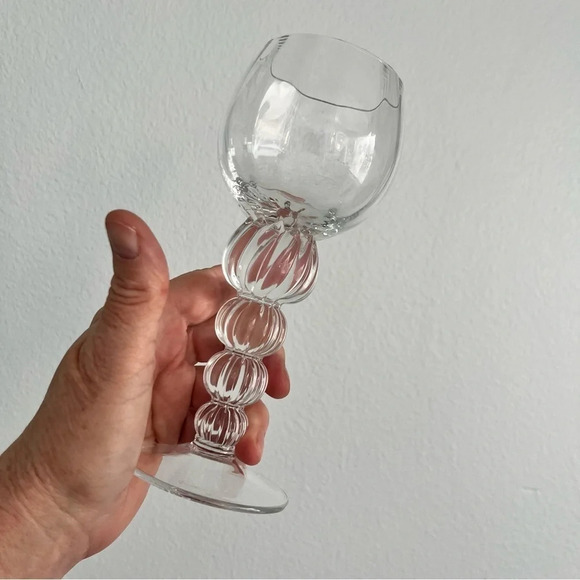 Krosno Poland Optic Crystal Wine Goblets Set of Six - Picture 7 of 8